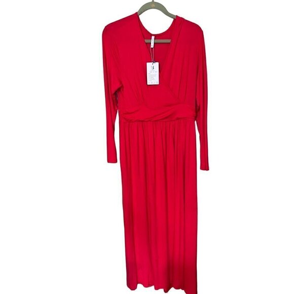 NEW Lilbetter Women's Red Long Sleeve Maxi Dress XL - Picture 1 of 10